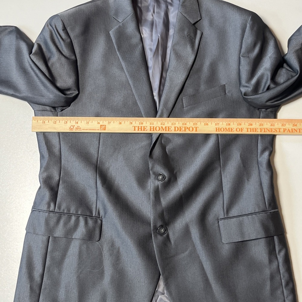 APT. 9 Herringbone Blazer Size 44R Gray Sport Coat 3 Button Lined Suit Jacket - Picture 5 of 7